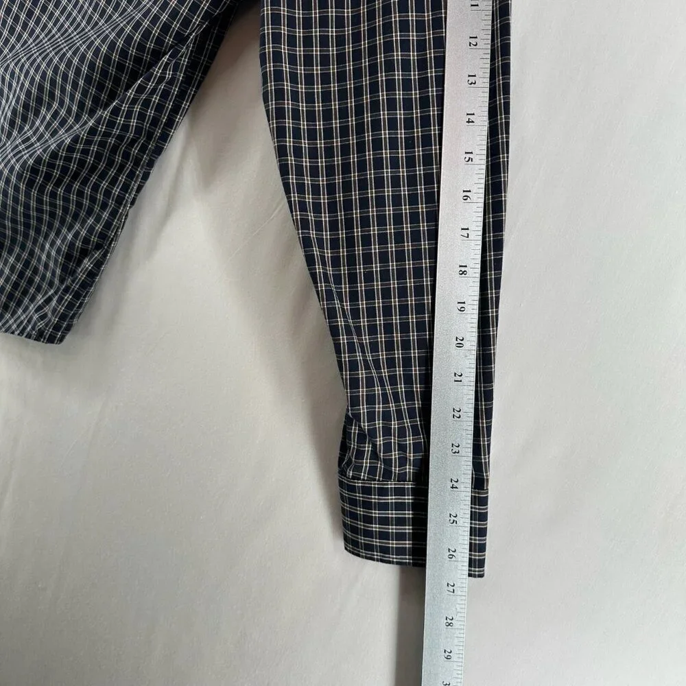 Banana Republic Button Up Shirt L Black Plaid Long Sleeve Non Iron Standard Fit - Picture 9 of 12